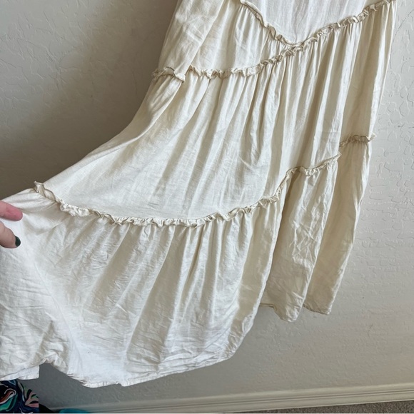 Urban Renewal Made In LA Linen Tie Shoulder Tiered Maxi Dress - Picture 7 of 9